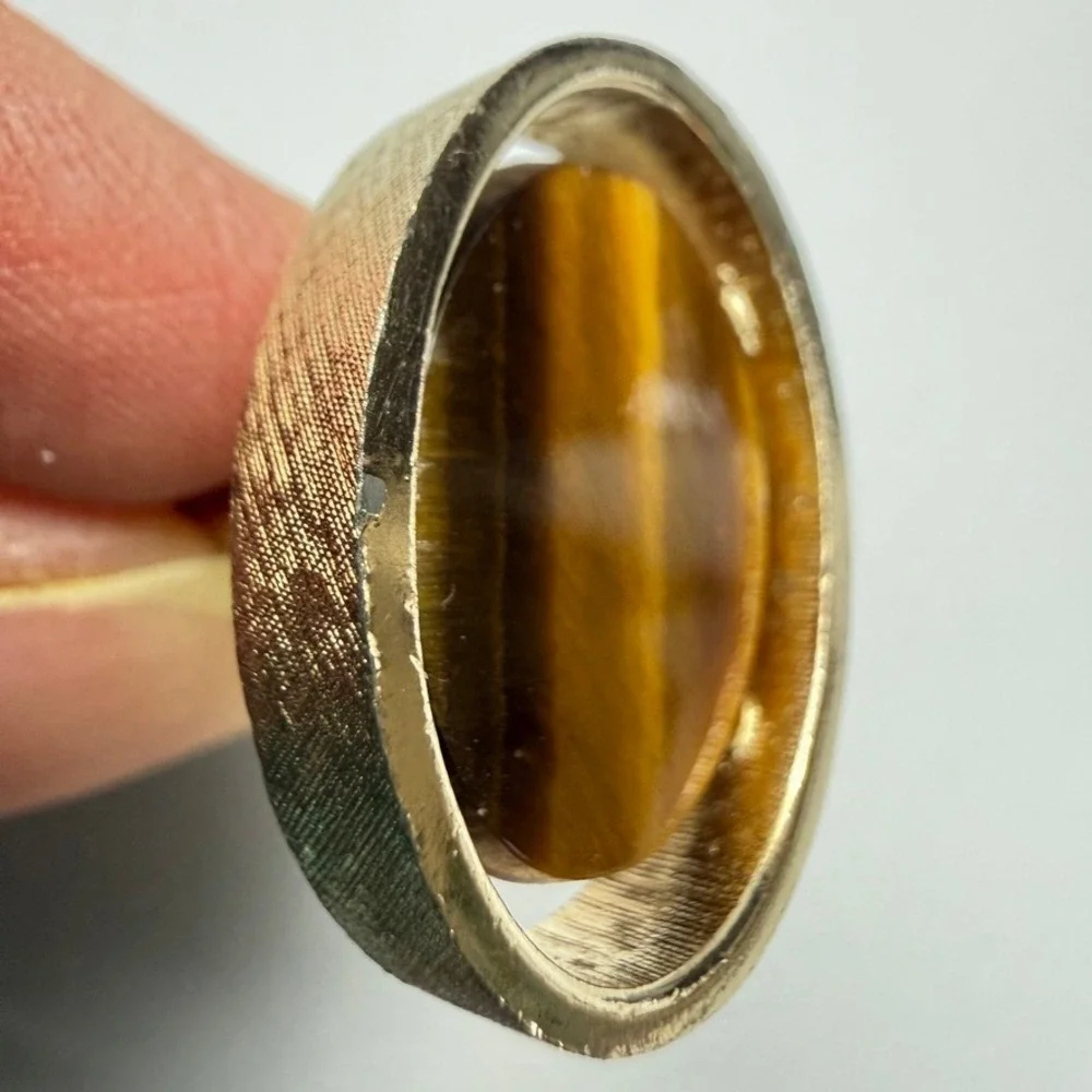 Vintage Dante Gold Tone Tiger's Eye Oval Cufflinks 0.75
